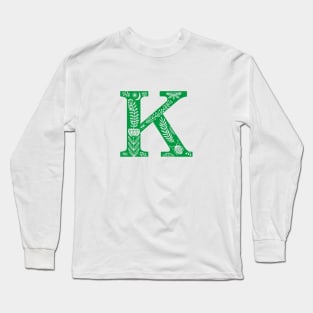 Letter K Bright Green Long Sleeve T-Shirt